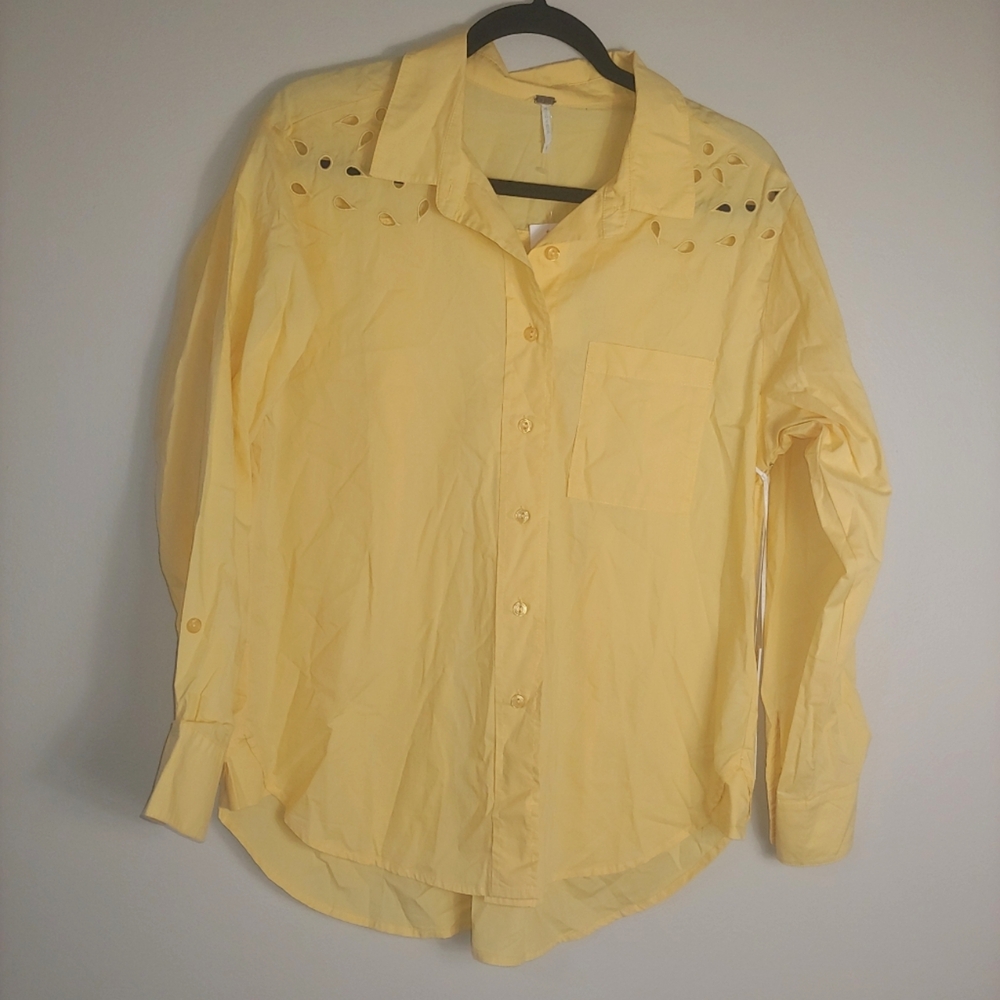 S NWT Young Fabulous Broke YFB Yellow Eyelet Top